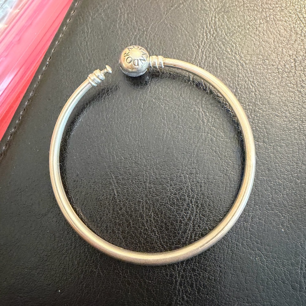 Pandora Authentic Sterling  Silver Bangle Bracelet Barrel Clasp